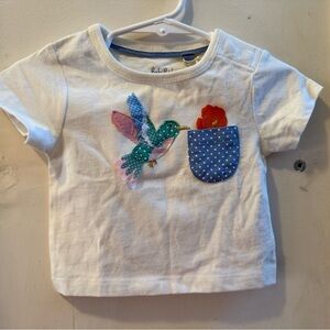 NWT Baby Boden Hummingbird Appliqué Tee Shirt
